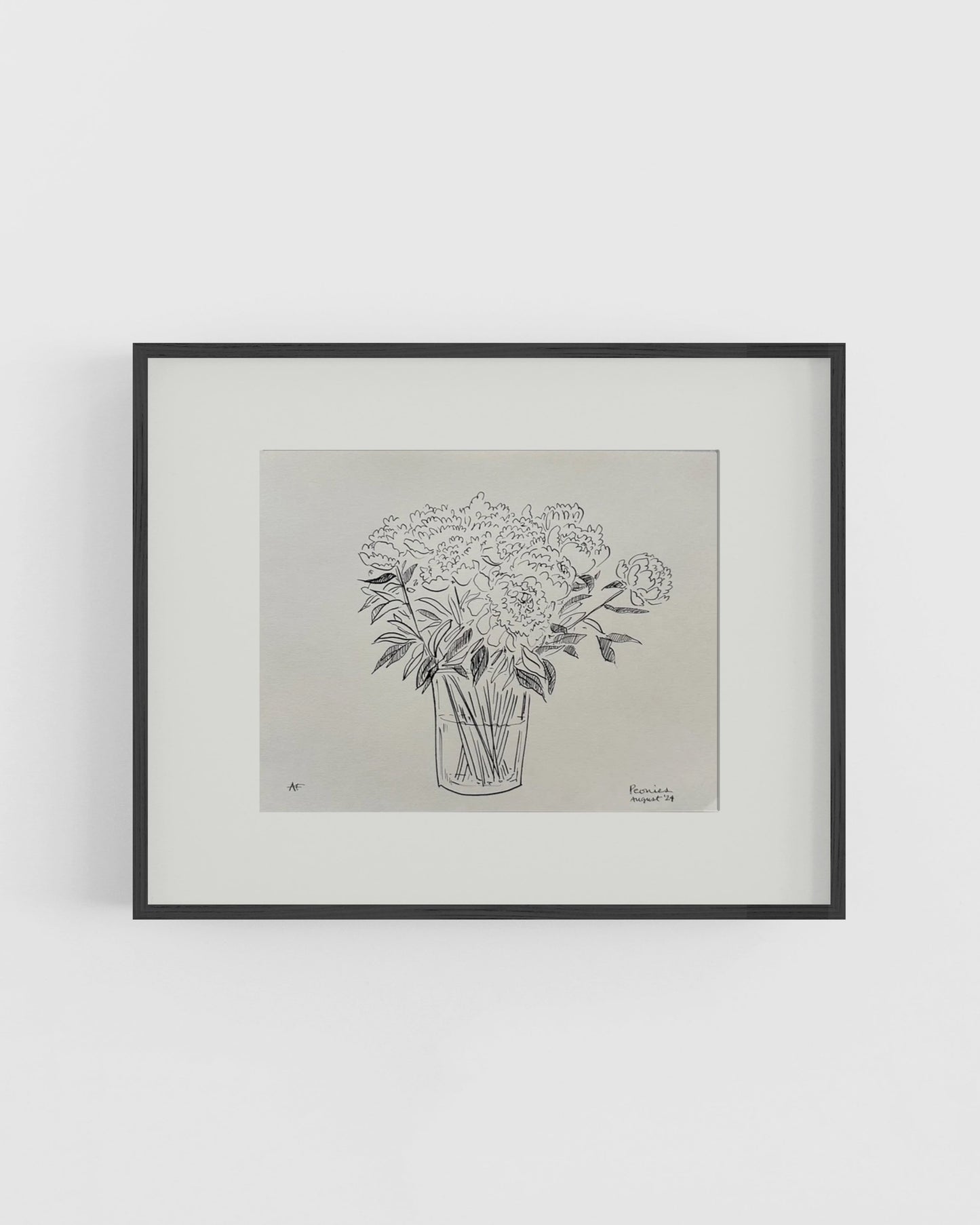 India Ink Peonies in Vase