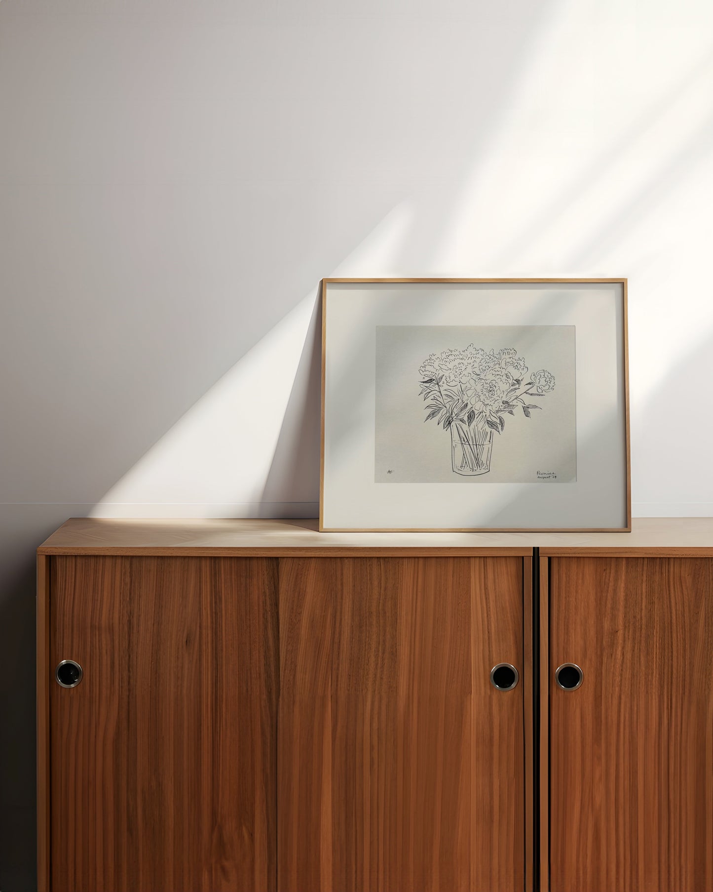 India Ink Peonies in Vase