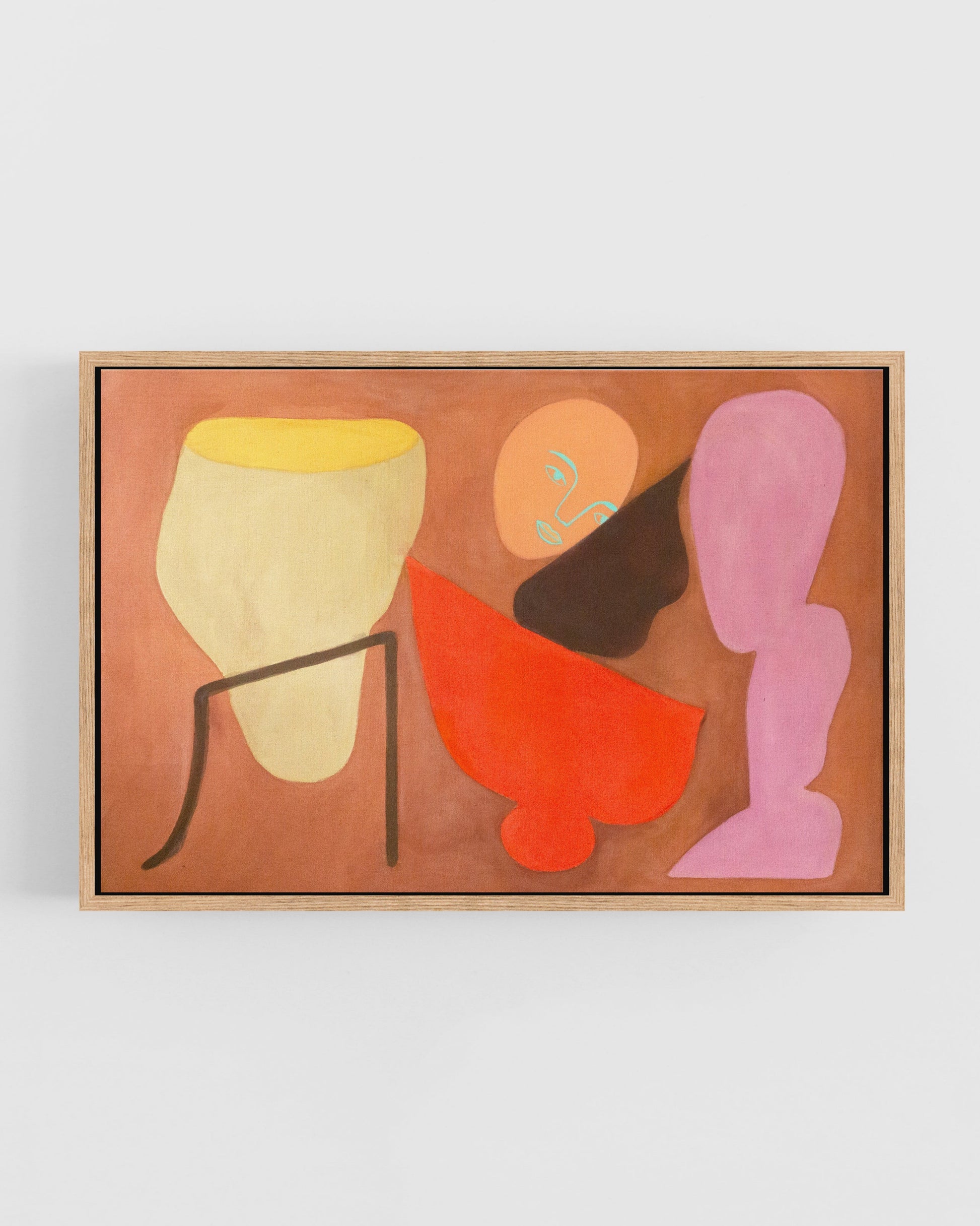 Abstract art piece with colorful shapes.