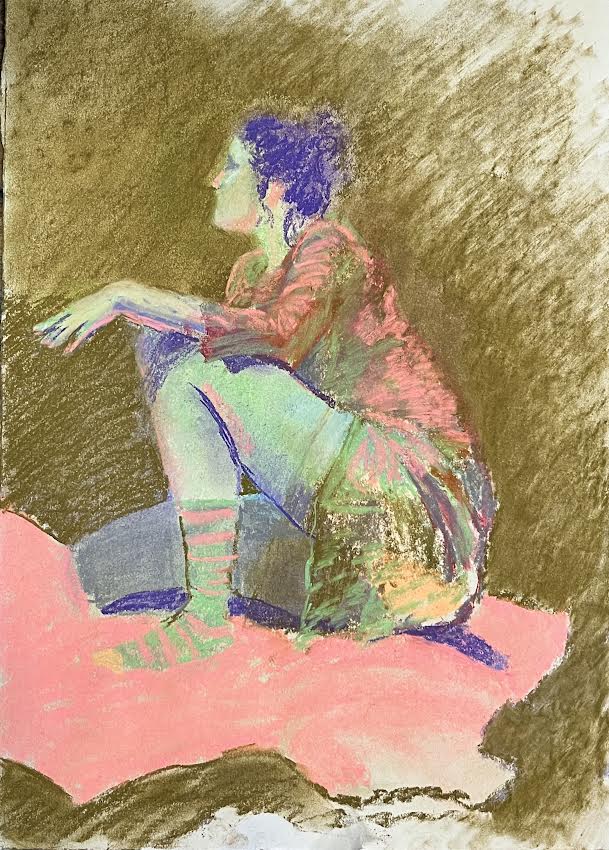 Woman in Hot Pink and Ochre