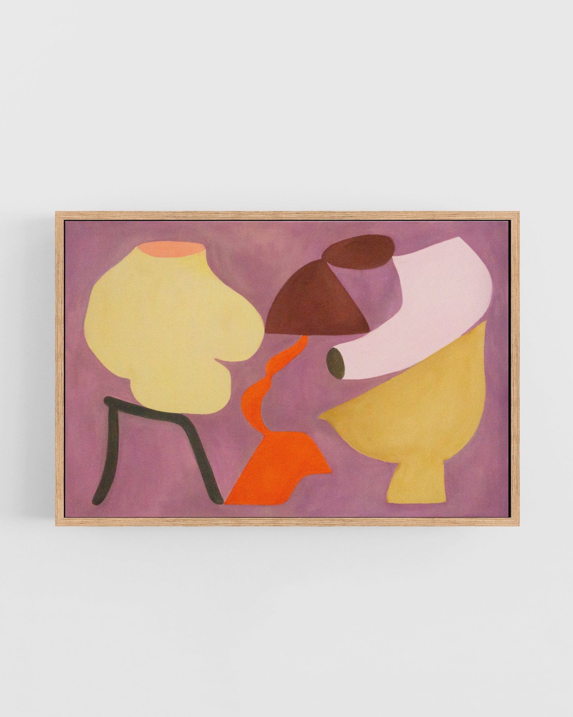 Framed abstract artwork with colorful shapes