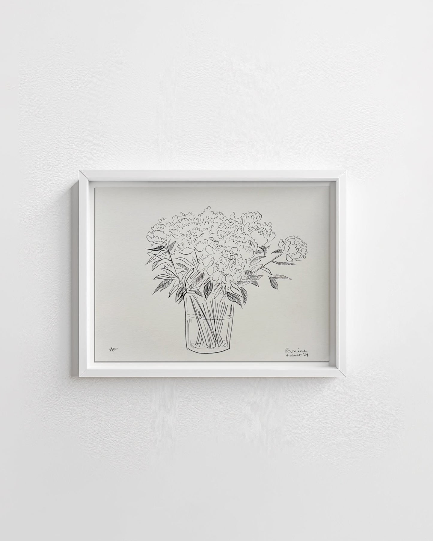 India Ink Peonies in Vase