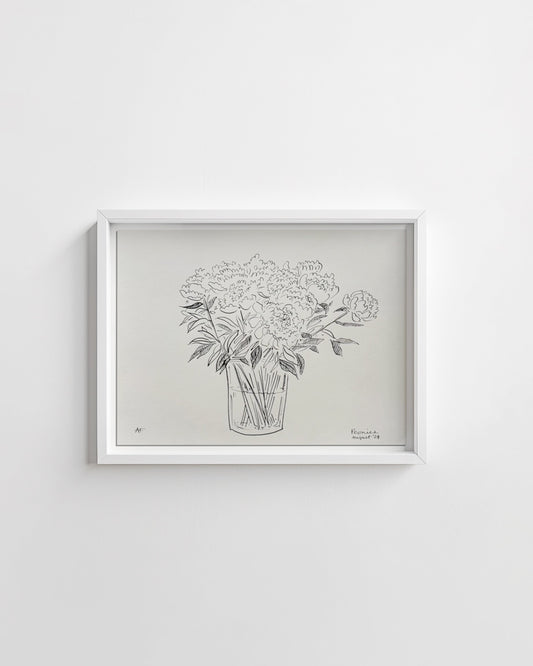 India Ink Peonies in Vase