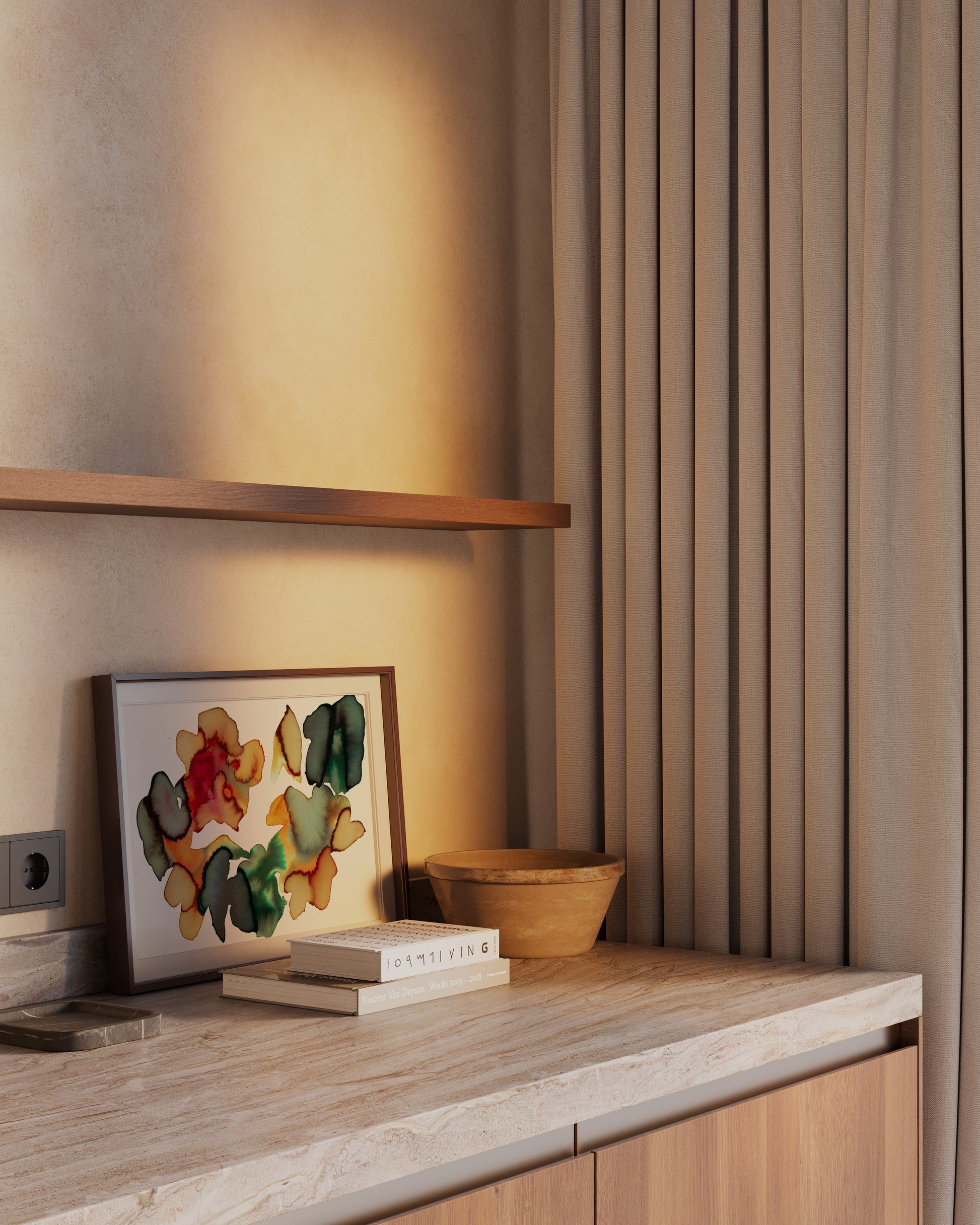 Abstract artwork in modern interior.