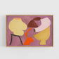 Framed abstract artwork with colorful shapes